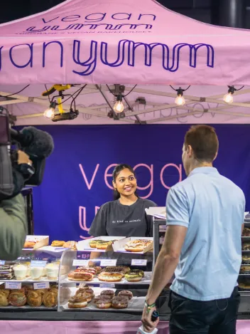 Event photography for Veganyumm at the Brisbane Vegan Expo while interviewed by Channel 9